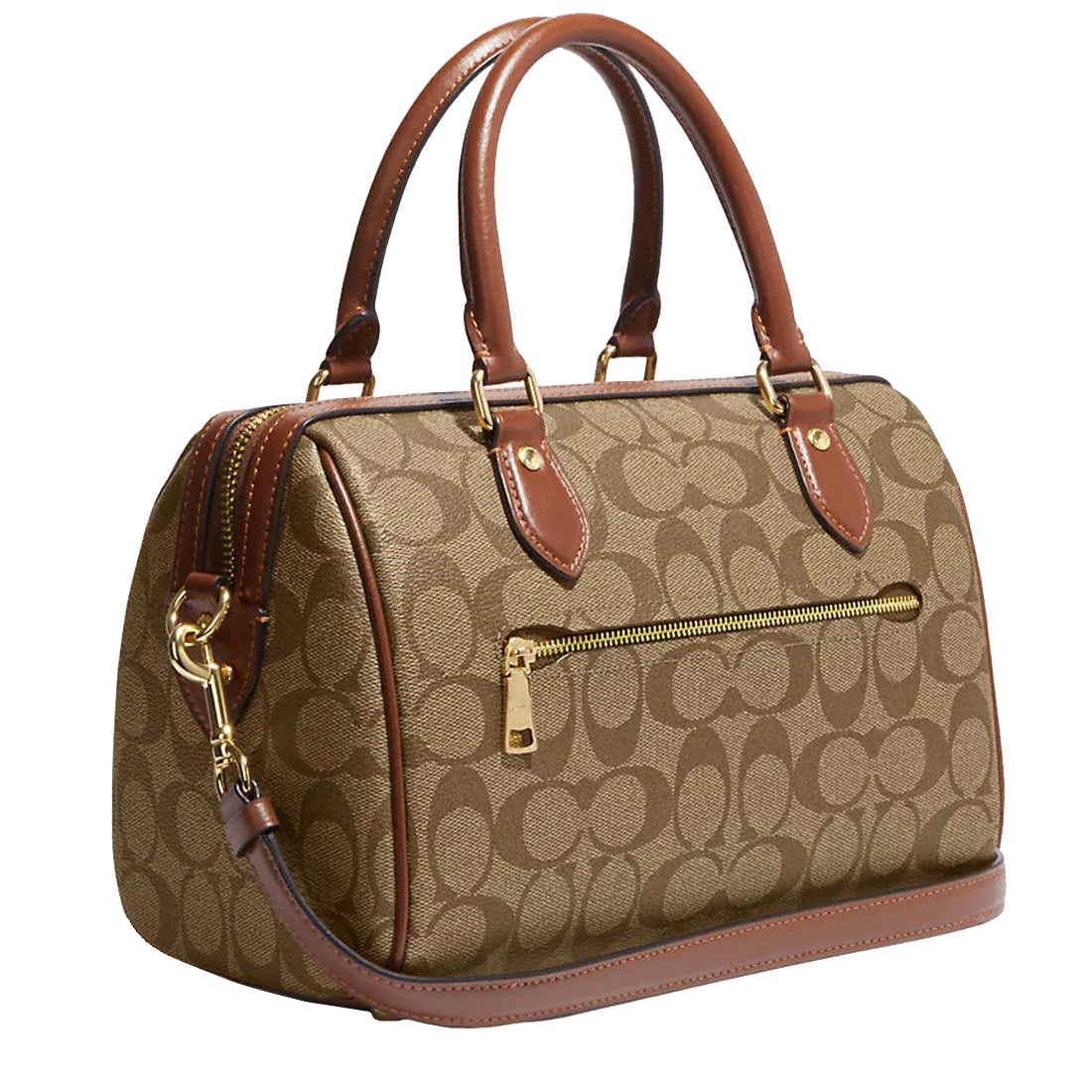 Buy Coach Rowan Satchel Bag In Signature Canvas in Khaki/ Saddle 2 ...