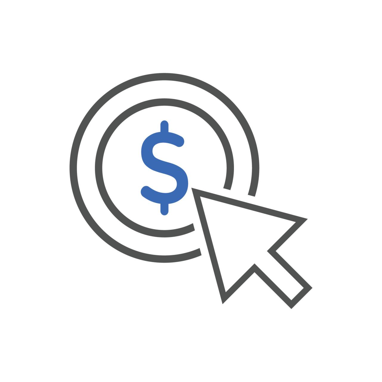 Pay per click icons. Concept for SEO, payment collection and web design ...